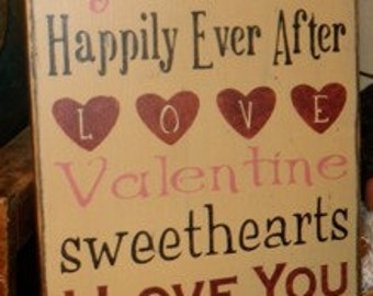 Valentine's Day typography primitive sign