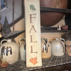 Welcome Fall leaves Primitive Sign