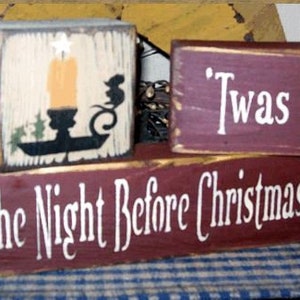 Twas the night before Christmas mouse primitive block sign