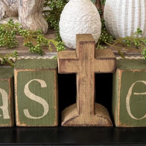 Easter Cross primitive block sign