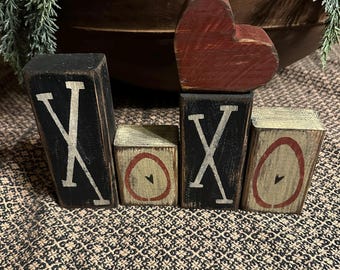 hugs and kisses xoxo Primitive Block Sign new