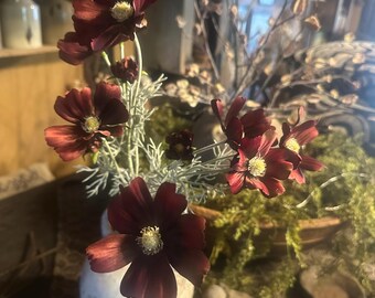 Primitive cosmo burgundy silk stem flowers