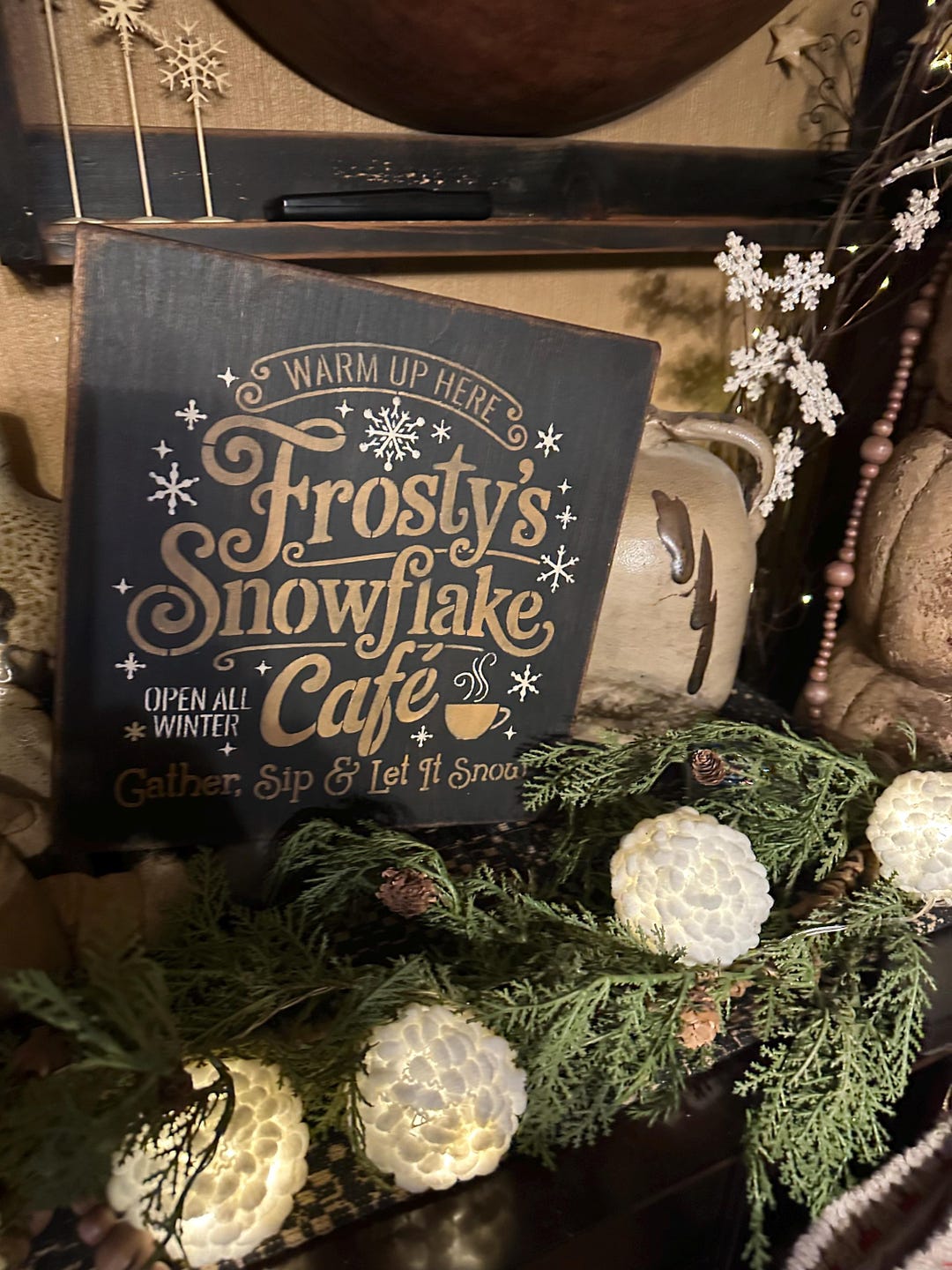 Frosty’s Snowflake Cafe Christmas Primitive Sign - Etsy