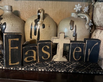 Easter Cross primitive block sign