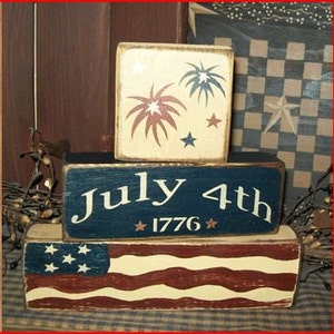 July 4th 1776 Flag Primitive block Sign