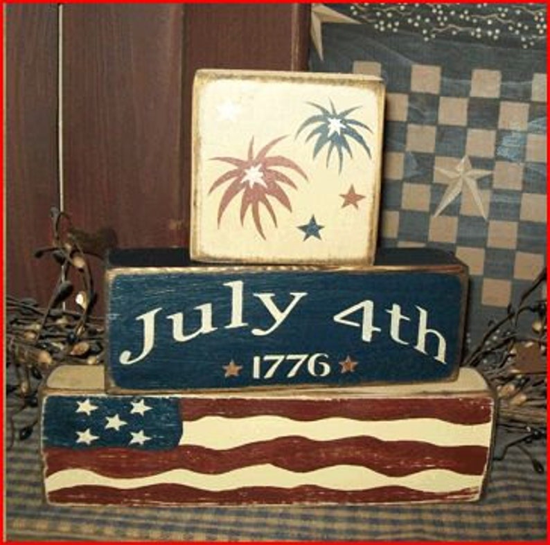 July 4th 1776 Flag Primitive block Sign image 1