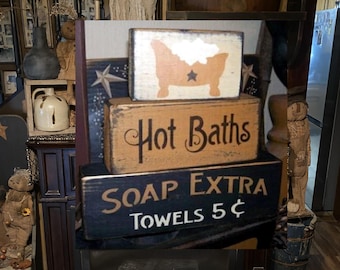 Hot Baths soap extra Primitive Sign