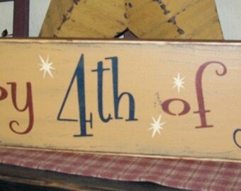 Happy 4th of July Fireworks Primitive Sign