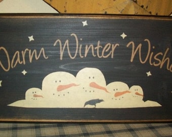 WARM WINTER WISHES primitive sign