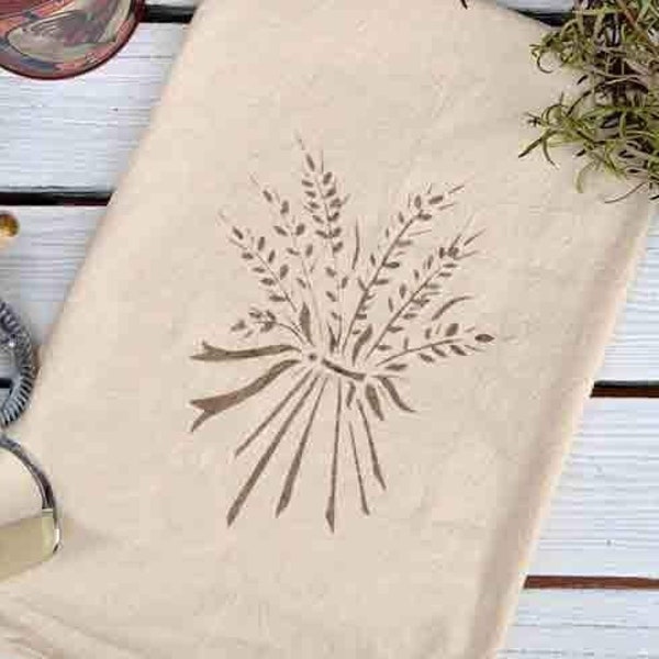 Wheat Bouquet Wall Stencils by Oak Lane Studio | Wall Stencil | Reusable Stencil | Wall Painting Stencil | Farmhouse Stencil