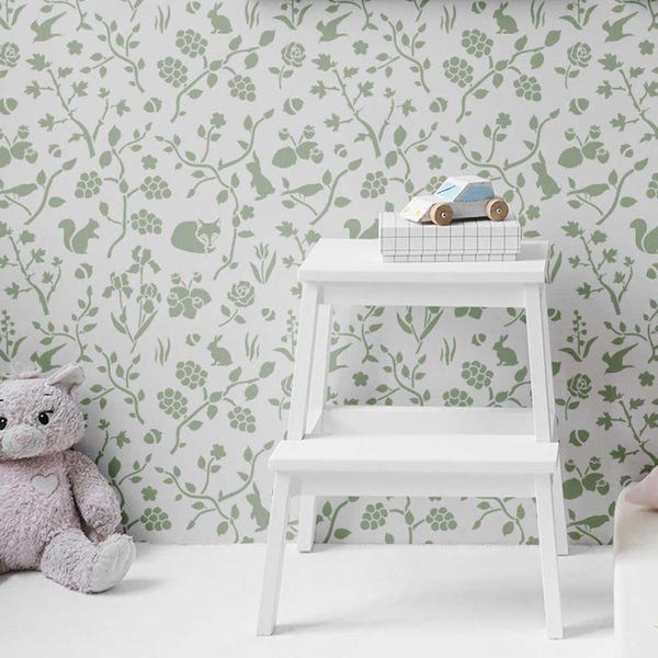 Scenic Woodland Stencil | Wall | DIY Nursery | Kids Bedroom| | Furniture | Designer Stencils|