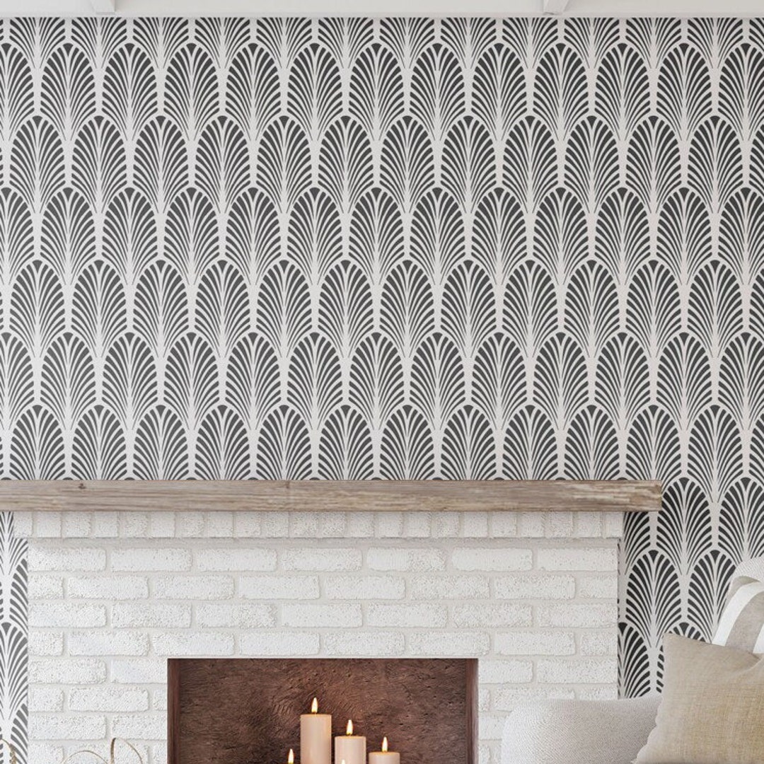 Great Gatsby Art Deco Fan Allover Stencil by Designer Stencils Etsy