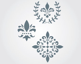 Vintage Fleur De Lis Craft Stencil | DIY | Fabric Stencil | Furniture Stencil | Wall Art Stencil | Concrete Stencil | Oak Lane Studio