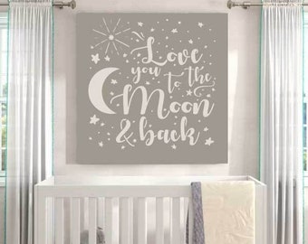 Love You to the Moon & Back Starburst Wall Stencils by Oak Lane Studio | Reusable Stencil | Farmhouse Stencil | Chalkboard Stencil | DIY