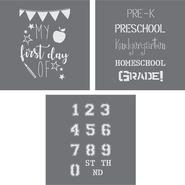 3 Piece Back to School Stencil Pack | Craft Stencils | Reusable Stencils | Back to School Stencils