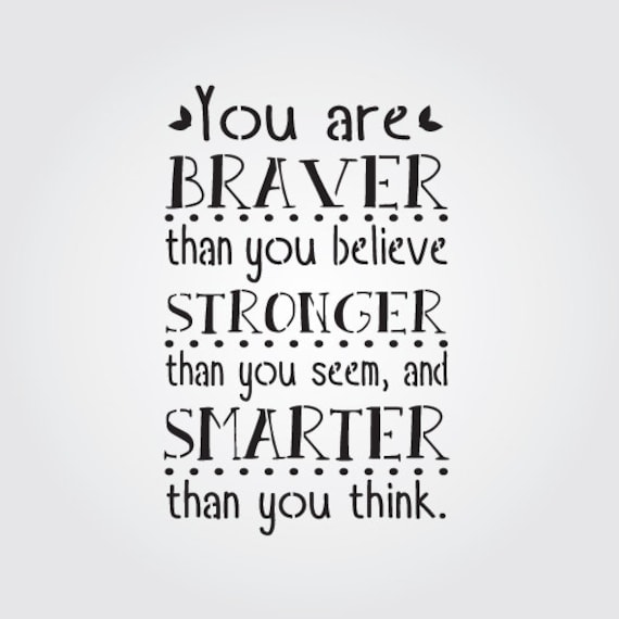 Braver Stronger Smarter Craft Stencil, DIY Home Decor, 5.85"x9"