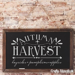 Autumn Harvest Craft Stencil by Crafty Stencils | Chalkboard Stencil | Décor Stencil | Sign Stencil | DIY Stencil | Reusable Stencil | Fall