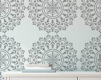 Boho Mandala Wall Painting Stencil by Oak Lane Studio | Wall Stencil | Border Stencil | Home Decor | Bohemian | Made in the US