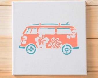 Surf Van Craft Stencil | Reusable Stencil | Craft Stencil | Tropical Stencil