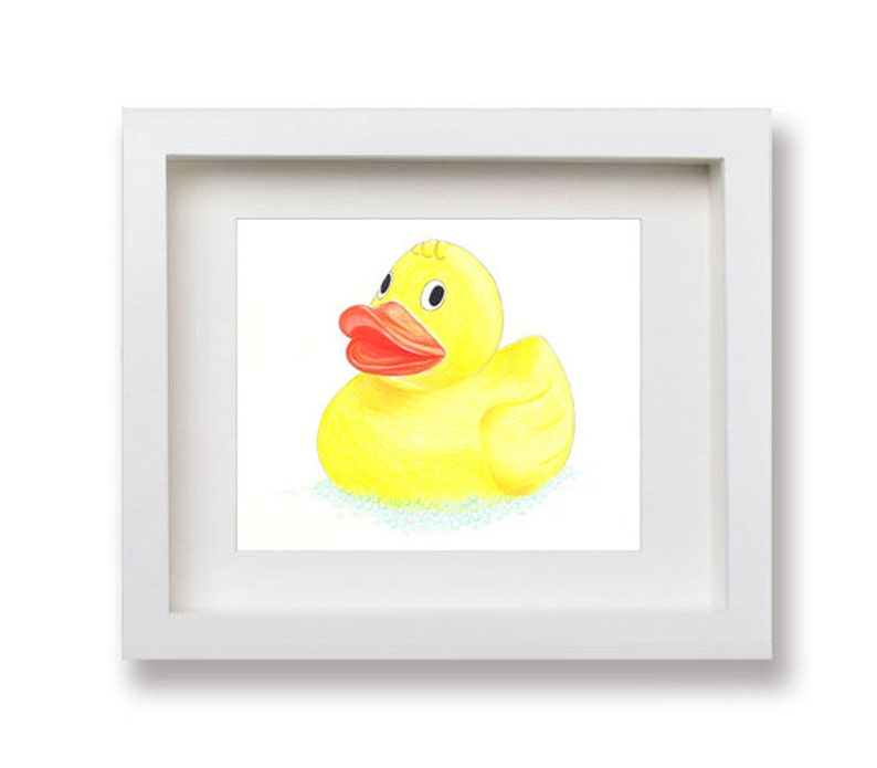 Rubber Duck Bathroom Art Bathroom Wall Art Colored Pencil Etsy