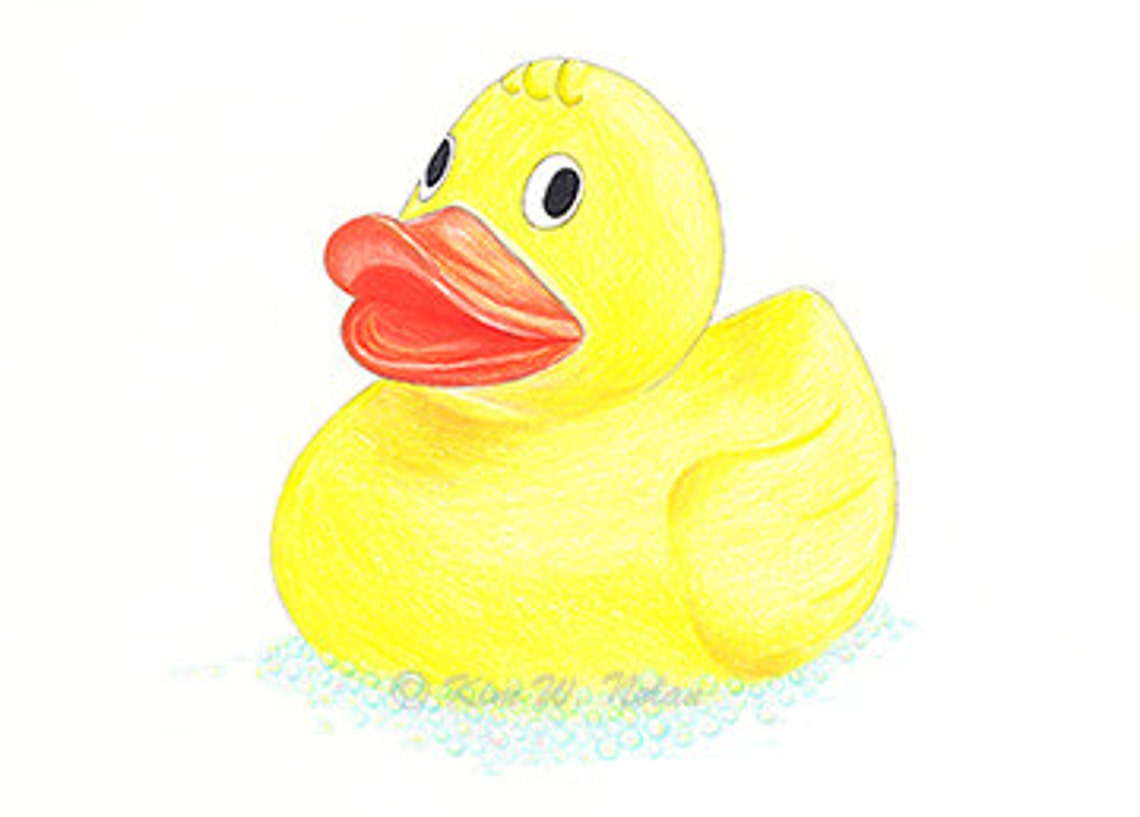 Rubber Duck Bathroom Art Bathroom Wall Art Colored Pencil Etsy