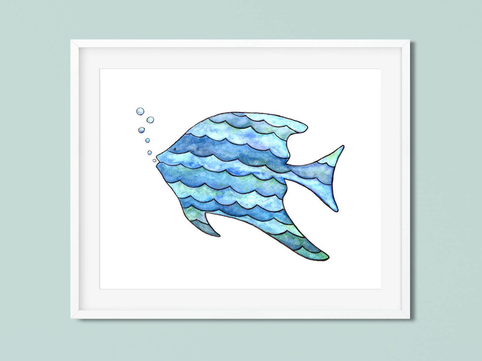 Ocean theme nursery art Set of 5 fish prints Sea life Etsy