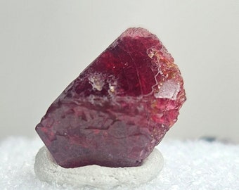 Raw Spinel Crystal, Pigeon Blood Red Color, Fluorescent, Comes with Display Case, 14.8 carats