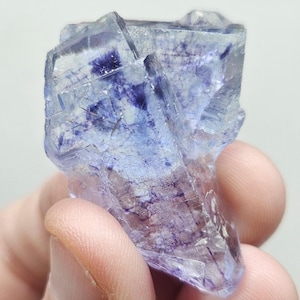 Blue and Purple Phantom Yindu Fluorite Crystal from Inner Mongolia, FLUORESCENT