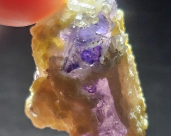 Phantom Fluorite Crystals on Muscovite, Quartz Points, Fluorescent