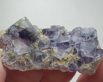 Phantom Fluorite Cube Cluster, Fluorescent Purple Fluorite Crystal from the Yindu Mines