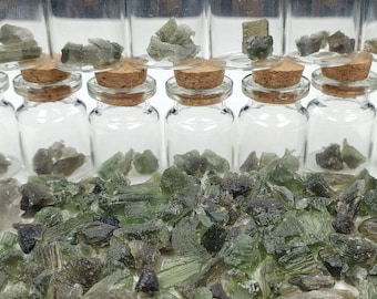 Genuine Moldavite Jar: Czech Tektite Crystal (1-1.1 grams)