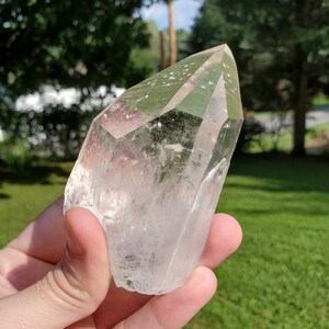 274g Clear Lemurian Quartz Crystal from Brazil, Lemurian Seed Point 95mm in length