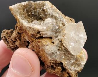 Herkimer Diamond Druzy with Large Percher Crystal from Fonda NY, Self Collected, 41.6 grams