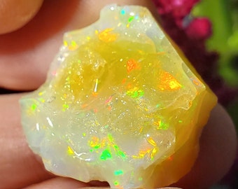 22 Carat Rough Ethiopian Opal Crystal, Natural Colorplay Stone