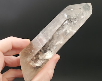 GRAN Punto cristalino de cuarzo gemelo lemuriano de Brasil, 300 gramos