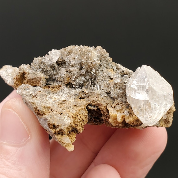 Herkimer Diamond Druzy With Percher Crystal From Fonda NY Self Collected 29.6 Grams Etsy Canada