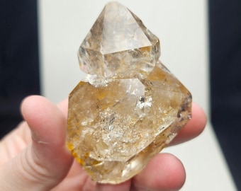 TWINNED Golden Healer Herkimer Diamond Crystal, LARGE, Water Clear Sections, Fonda New York, 126 grams