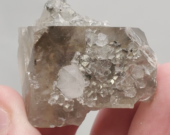 Fluorite with Quartz from El Hammam Morocco, FLUORESCENT, 46.6 grams