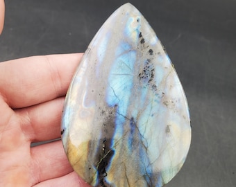 LARGE Labradorite Cabochon, Teardrop, Blue and Gold Flash, 240 Carats, 95x58mm