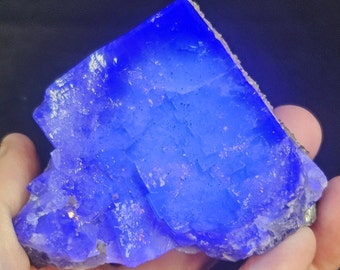 Cristal de Fluorita Escalonado con Barita de Nigeria / FLUORESCENTE / 358 gramos