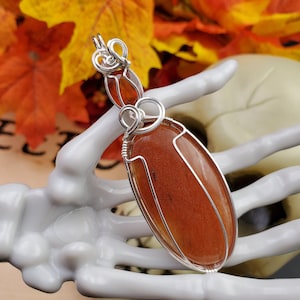 FALL INSPIRED Orange Jade and faceted Spessartine Garnet pendant in Sterling Silver 69mm