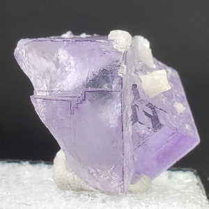 Stepped Purple Phantom Fluorite Cluster with Dolomite from Yaogangxian, Fluorescent, Comes with Display Case, 14.4 grams