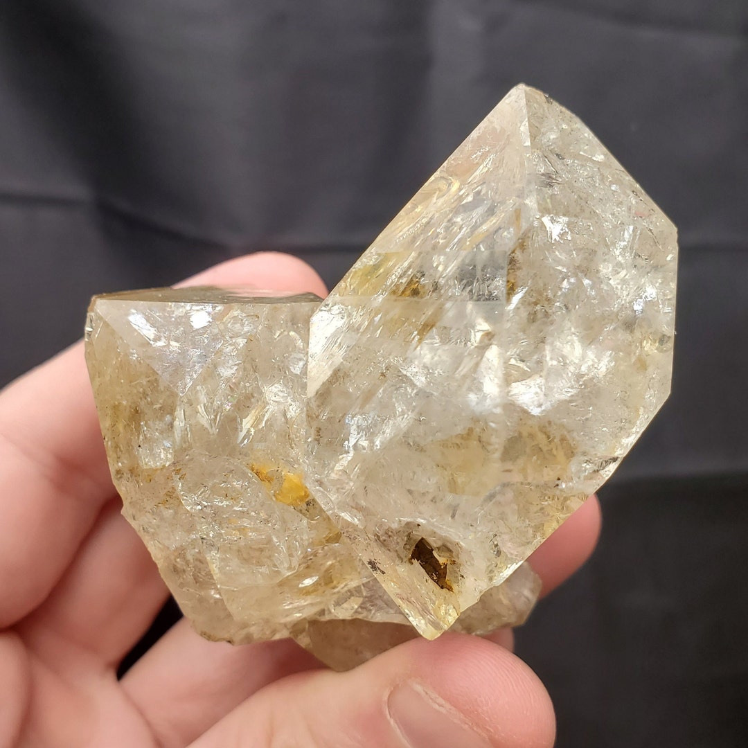 TWINNED Herkimer Diamond Crystal, Large Golden Healer Herkimer Diamond