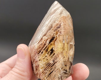Polished Lodalite Quartz Crystal, Phantom Quartz Tower, Self Standing, Brazil, 212 grams Partially Repaired