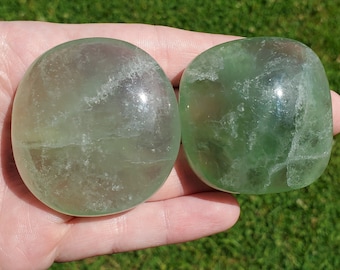 Green Fluorite Palm Stone, Polished Fluorite Gallet, YOU SELECT