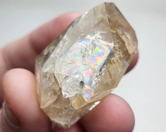 UNIQUE Herkimer Diamond Crystal, Gemmy with Iron Oxide Inclusions, Rainbows and Baby Rider Crystal from Little Falls NY, 27.3 grams