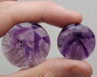 Round Star Amethyst Cabochon, Purple Phantom Stone (25-31mm)