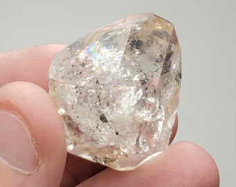 Cristal de diamante Herkimer ÚNICO con inclusiones de antraxolita / Little Falls NY / 17 gramos