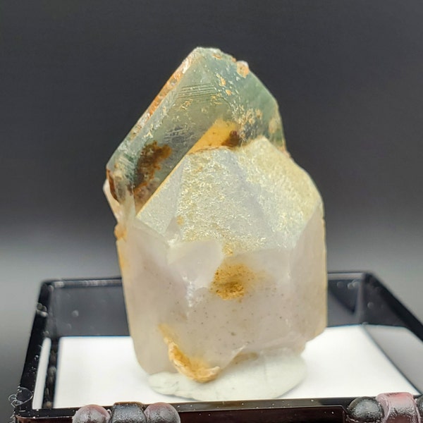 UNIQUE Chlorite Phantom Amethyst Crystal with Secondary Growth from Nigeria, Comes with Display Case, 10.5 grams
