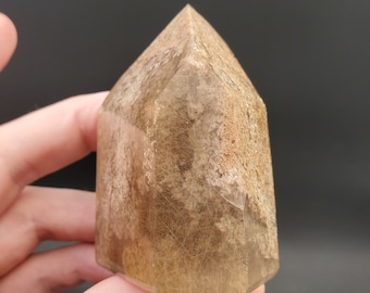 Polished Rutilated Quartz Crystal Tower, Golden Rutile, Lodalite Quartz, Brazil